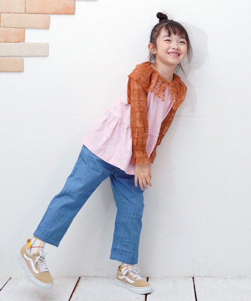 MARKEY'S(マーキーズ)の「レースドッキングチュニック(チュニック・キッズ・ライトピンク/オフホワイト・S/M/L/LL)」の5枚目の写真