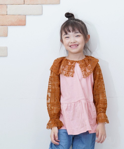 MARKEY'S(マーキーズ)の「レースドッキングチュニック(チュニック・キッズ・ライトピンク/オフホワイト・S/M/L/LL)」の13枚目の写真