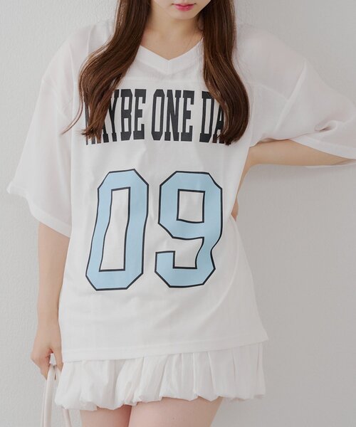 APPORTE PAR LES MARCHES(アポルテパーレマルシェ)の「【MARCHES】ブロークコア半袖ロゴT(Tシャツ/カットソー・レディース・ブラック/オフホワイト・FREE)」の2枚目の写真