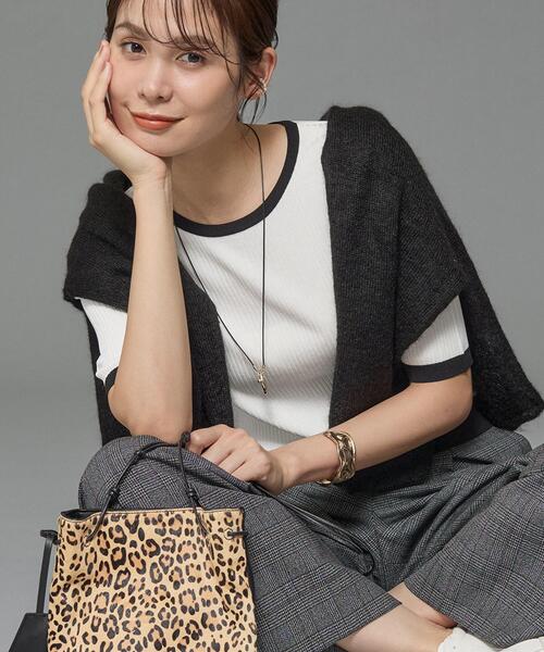 INDIVI（インディヴィ）の「【インナーで活躍／アンサンブル】クルーネック半袖ニット（ニット/セーター・レディース・ブラック系4/ホワイト系5/ダークグリーン・05/38/15 /13）」の14枚目の写真