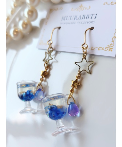tone(トーン)の「【MUURABBTI】星屑ジュースのピアス(MA)(ピアス(両耳用)・レディース・ブルー・FREE)」の2枚目の写真