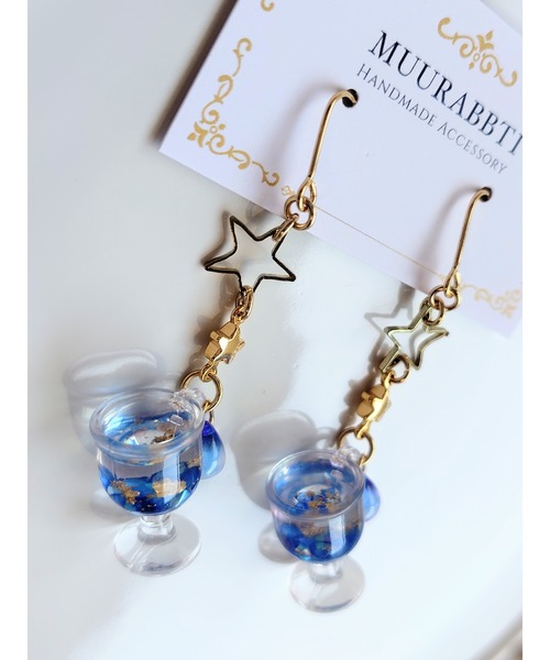 tone(トーン)の「【MUURABBTI】星屑ジュースのピアス(MA)(ピアス(両耳用)・レディース・ブルー・FREE)」の3枚目の写真
