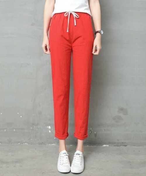 Beststore(ベストストア)の「綿麻パンツ ロングパンツ ポケット付き(その他パンツ・レディース・ネイビー/ベージュ/ライトグレー/ライトグリーン/レッド/ブラック/エメラルド・S/M/L/XL/XXL)」の7枚目の写真