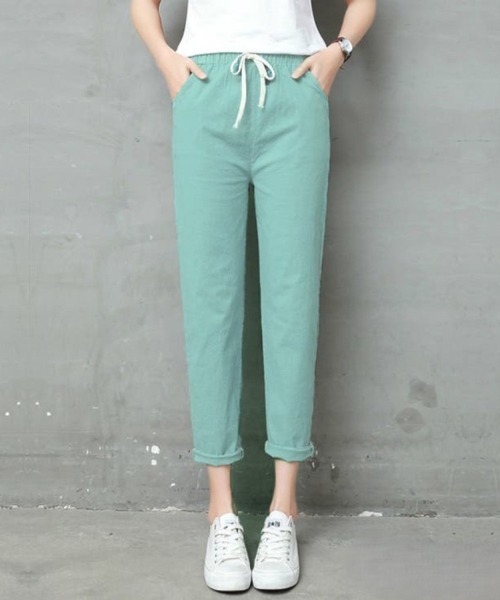Beststore(ベストストア)の「綿麻パンツ ロングパンツ ポケット付き(その他パンツ・レディース・ネイビー/ベージュ/ライトグレー/ライトグリーン/レッド/ブラック/エメラルド・S/M/L/XL/XXL)」の5枚目の写真