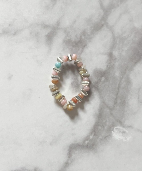 yu-ka（ユーカ）の「YU-KA:ビーズリング beads ring（リング・レディース・シルバー/マルチ/ピンク・FREE）」の3枚目の写真