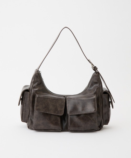 COLONY 2139(コロニートゥーワンスリーナイン)の「ヴィンテージ合皮マルチポケットショルダーバッグ(ショルダーバッグ・レディース・ブラック/ブラウン・FREE)」の3枚目の写真