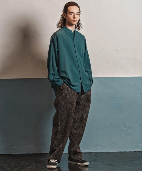 CAMBIO（カンビオ）の「ms6193-ルーズシルエットスタンドカラー比翼シャツ(CMB-R0184)（シャツ/ブラウス・メンズ・ホワイト/ブラック/サックスブルー/ブルーグリーン・S/M/L）」の8枚目の写真