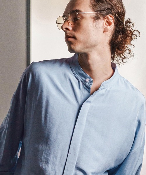 CAMBIO（カンビオ）の「ms6193-ルーズシルエットスタンドカラー比翼シャツ(CMB-R0184)（シャツ/ブラウス・メンズ・ホワイト/ブラック/サックスブルー/ブルーグリーン・S/M/L）」の12枚目の写真