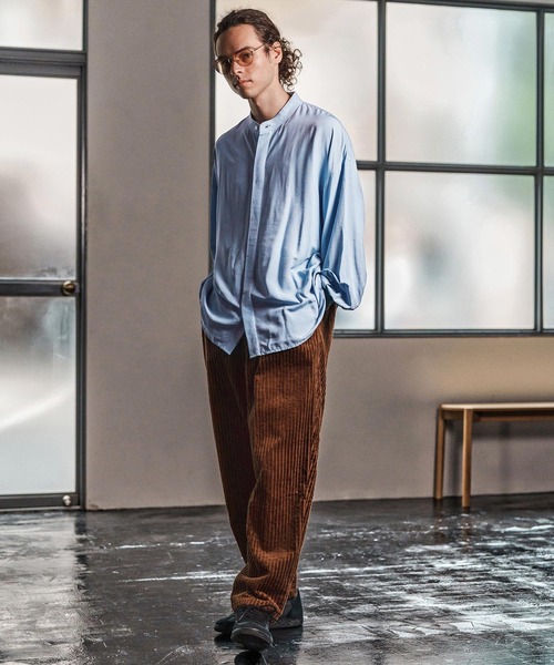 CAMBIO（カンビオ）の「ms6193-ルーズシルエットスタンドカラー比翼シャツ(CMB-R0184)（シャツ/ブラウス・メンズ・ホワイト/ブラック/サックスブルー/ブルーグリーン・S/M/L）」の14枚目の写真