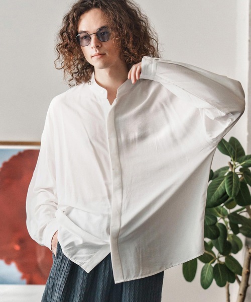 CAMBIO（カンビオ）の「ms6193-ルーズシルエットスタンドカラー比翼シャツ(CMB-R0184)（シャツ/ブラウス・メンズ・ホワイト/ブラック/サックスブルー/ブルーグリーン・S/M/L）」の17枚目の写真