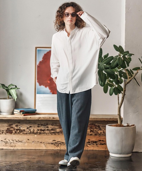 CAMBIO（カンビオ）の「ms6193-ルーズシルエットスタンドカラー比翼シャツ(CMB-R0184)（シャツ/ブラウス・メンズ・ホワイト/ブラック/サックスブルー/ブルーグリーン・S/M/L）」の19枚目の写真