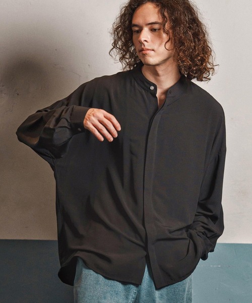 CAMBIO（カンビオ）の「ms6193-ルーズシルエットスタンドカラー比翼シャツ(CMB-R0184)（シャツ/ブラウス・メンズ・ホワイト/ブラック/サックスブルー/ブルーグリーン・S/M/L）」の22枚目の写真