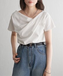 綿天竺半袖ドレープTシャツ