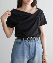 綿天竺半袖ドレープTシャツ