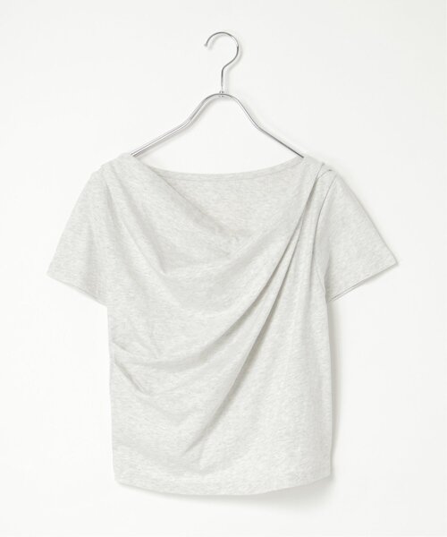 VENCEEXCHANGE（ヴァンスエクスチェンジ）の「綿天竺半袖ドレープTシャツ（Tシャツ/カットソー・レディース・オフホワイト/その他1/ブラック・FREE）」の21枚目の写真