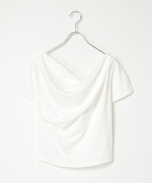 VENCEEXCHANGE（ヴァンスエクスチェンジ）の「綿天竺半袖ドレープTシャツ（Tシャツ/カットソー・レディース・オフホワイト/その他1/ブラック・FREE）」の22枚目の写真