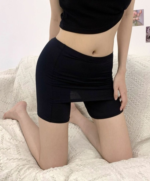 shoppinggo(ショッピングゴー)の「ペチコート Yラインカバー インナーパンツ ペチパンツ ショートパンツ 無地 4分丈 ショーパン(その他パンツ・レディース・ブラック/ホワイト・L)」の13枚目の写真