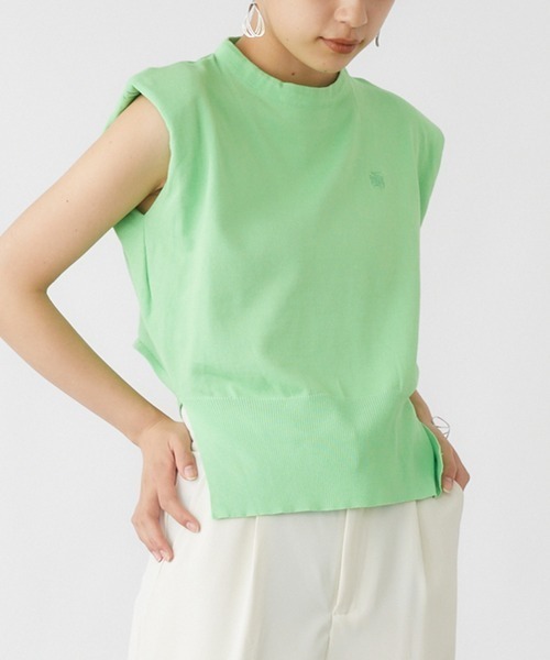 mebole（メボレ）の「キャップスリーブカラートップス（Tシャツ/カットソー・レディース・パープル/ブラック/ホワイト/ホワイト×ブラック/グリーン・FREE）」の4枚目の写真