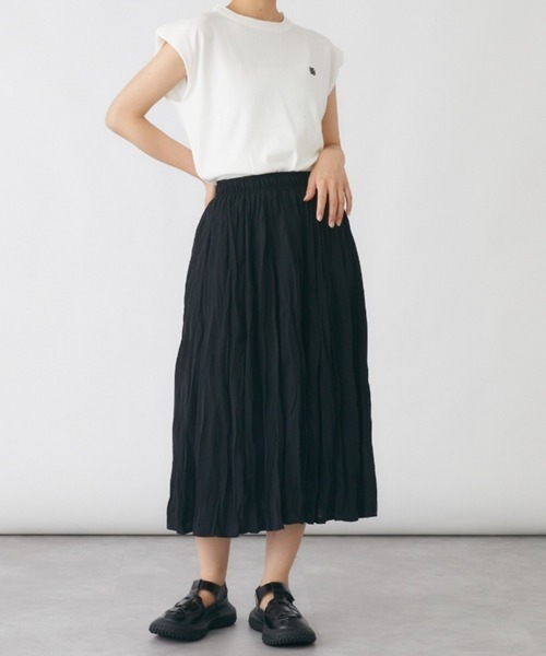 mebole（メボレ）の「キャップスリーブカラートップス（Tシャツ/カットソー・レディース・パープル/ブラック/ホワイト/ホワイト×ブラック/グリーン・FREE）」の10枚目の写真