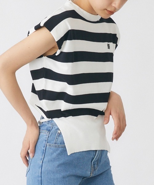 mebole（メボレ）の「キャップスリーブカラートップス（Tシャツ/カットソー・レディース・パープル/ブラック/ホワイト/ホワイト×ブラック/グリーン・FREE）」の11枚目の写真