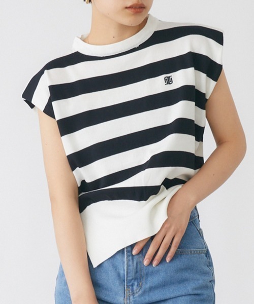 mebole（メボレ）の「キャップスリーブカラートップス（Tシャツ/カットソー・レディース・パープル/ブラック/ホワイト/ホワイト×ブラック/グリーン・FREE）」の12枚目の写真