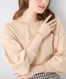 《綿タッチ素材》パフ袖ゆるニットトップス