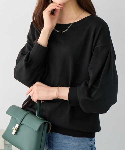 alotta(アロッタ)の「《綿タッチ素材》パフ袖ゆるニットトップス(ニット/セーター・レディース・ダークブルー/ピンク/ライトグレー/アイボリー/ブラック/ダークグレー/ネイビー・LL/L/M)」の11枚目の写真
