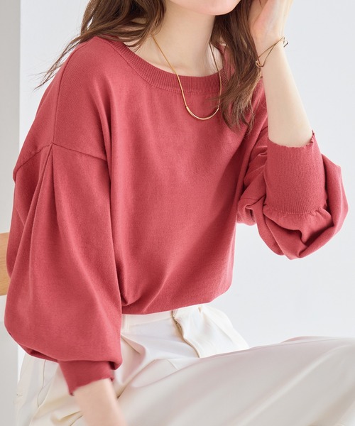 alotta(アロッタ)の「《綿タッチ素材》パフ袖ゆるニットトップス(ニット/セーター・レディース・ダークブルー/ピンク/ライトグレー/アイボリー/ブラック/ダークグレー/ネイビー・LL/L/M)」の18枚目の写真