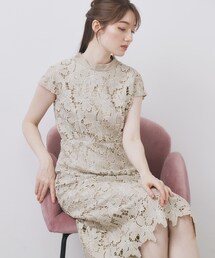 index | バイカラーレースワンピース【洗濯機洗い可】(ワンピース)