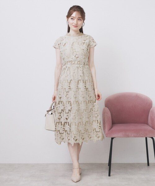 セール】バイカラーレースワンピース【洗濯機洗い可】（ワンピース