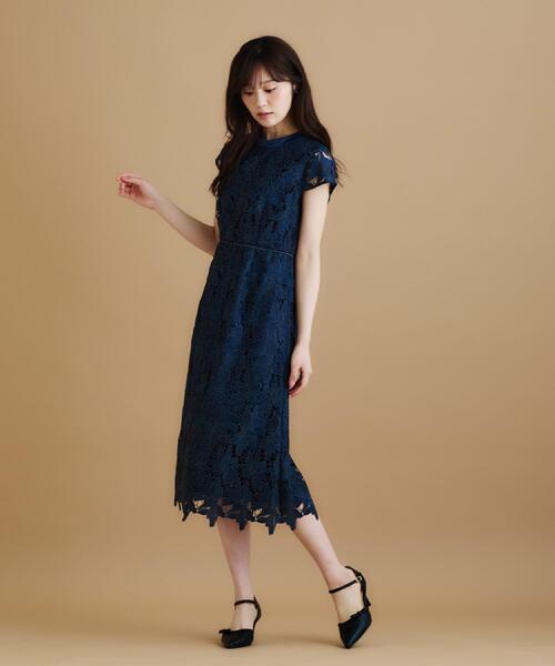 セール】バイカラーレースワンピース【洗濯機洗い可】（ワンピース