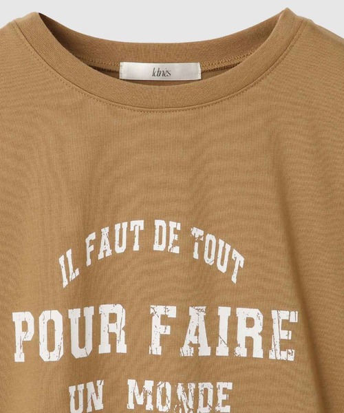 Mac-House(マックハウス)の「Idnes POUR FAIRE ロゴプリントTシャツ(Tシャツ/カットソー・レディース・オフホワイト/ネイビー/キャメル・M)」の5枚目の写真