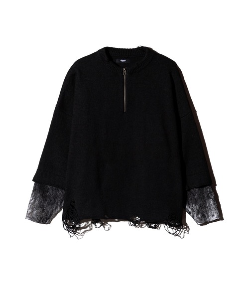 glamb(グラム)の「Damage Glitter Knit / ダメージグリッターニット(ニット/セーター・メンズ・レッド/ブラック・S/M/L)」の3枚目の写真