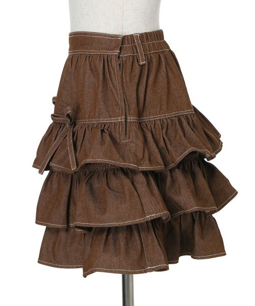 F i.n.t(フィント)の「ダブルリボンフリルデニムミニスカート/fint フィント(スカート・レディース・インディゴブルー/ブラウン・FREE)」の11枚目の写真