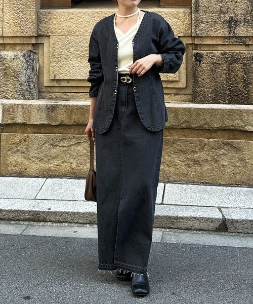 Thevon(ゼボン)の「ペプラムデニムジャケット(ブルゾン・レディース・ブルー/ブラック・FREE)」の8枚目の写真