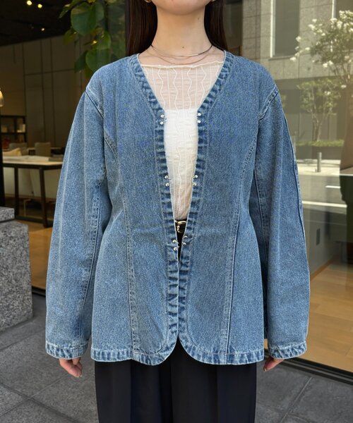 Thevon(ゼボン)の「ペプラムデニムジャケット(ブルゾン・レディース・ブルー/ブラック・FREE)」の20枚目の写真