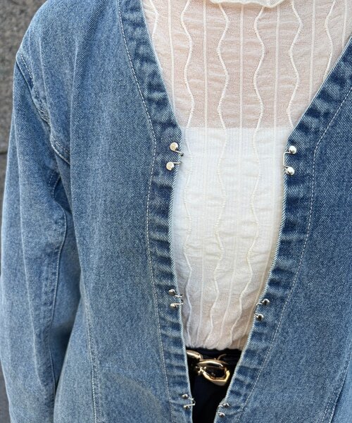 Thevon(ゼボン)の「ペプラムデニムジャケット(ブルゾン・レディース・ブルー/ブラック・FREE)」の21枚目の写真