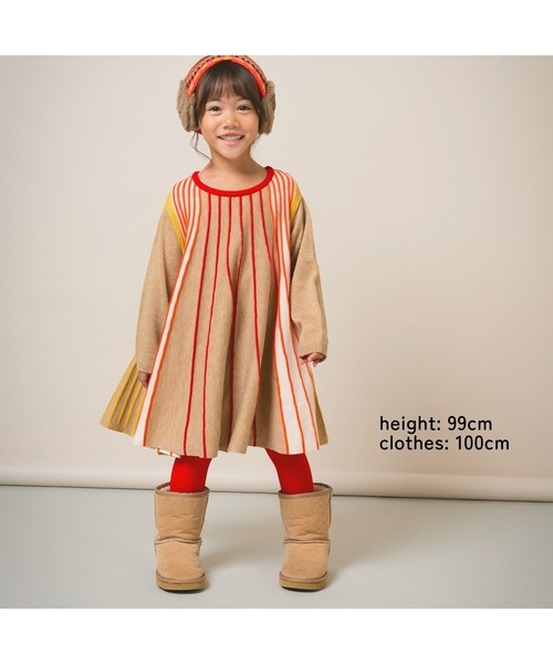 ami amie（アミアミ）の「マルチカラーストライプＡラインワンピース（ワンピース・キッズ・ベージュ/サックスブルー・115cm/130cm/100cm）」の16枚目の写真