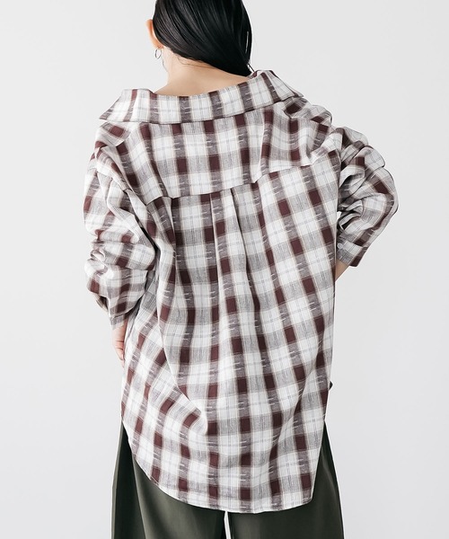 mili an deni（ミリアンデニ）の「オーバーサイズチェックシャツ（シャツ/ブラウス・レディース・ブラック/ブラウン・M）」の5枚目の写真