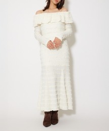 レースカットオフショルワンピース 春服 秋服 冬服