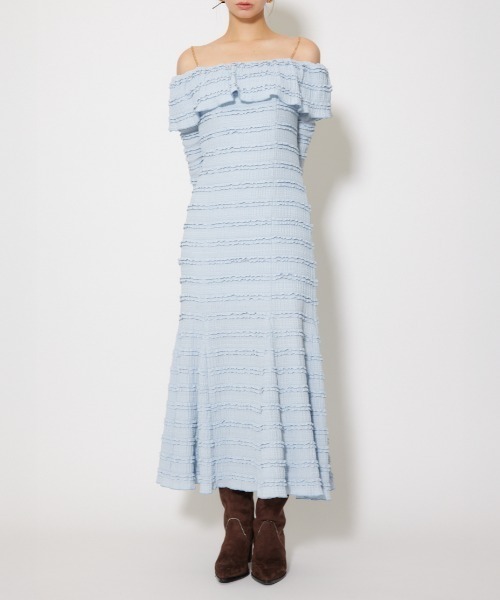 rienda(リエンダ)の「レースカットオフショルワンピース 春服 秋服 冬服(ワンピース・レディース・ライトブルー/ホワイト/ブラック・FREE)」の3枚目の写真
