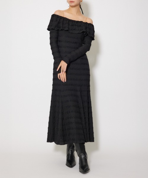 rienda(リエンダ)の「レースカットオフショルワンピース 春服 秋服 冬服(ワンピース・レディース・ライトブルー/ホワイト/ブラック・FREE)」の1枚目の写真