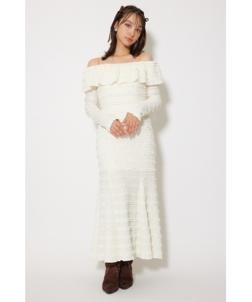 rienda(リエンダ)の「レースカットオフショルワンピース 春服 秋服 冬服(ワンピース・レディース・ライトブルー/ホワイト/ブラック・FREE)」の4枚目の写真