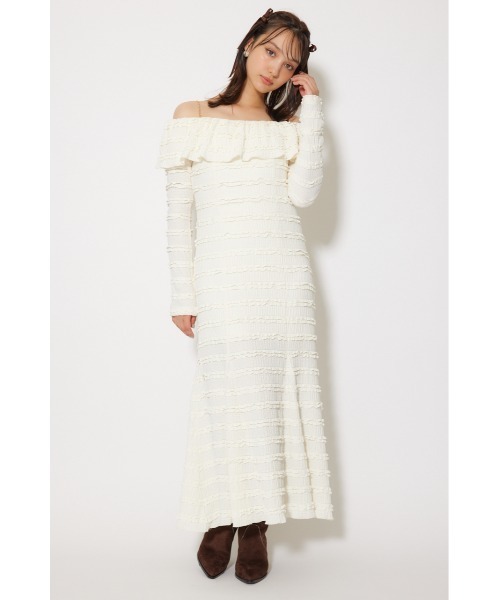 rienda(リエンダ)の「レースカットオフショルワンピース 春服 秋服 冬服(ワンピース・レディース・ライトブルー/ホワイト/ブラック・FREE)」の5枚目の写真