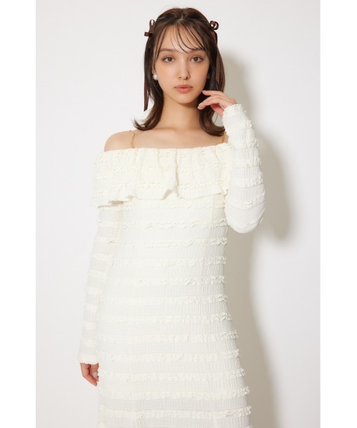 rienda(リエンダ)の「レースカットオフショルワンピース 春服 秋服 冬服(ワンピース・レディース・ライトブルー/ホワイト/ブラック・FREE)」の7枚目の写真