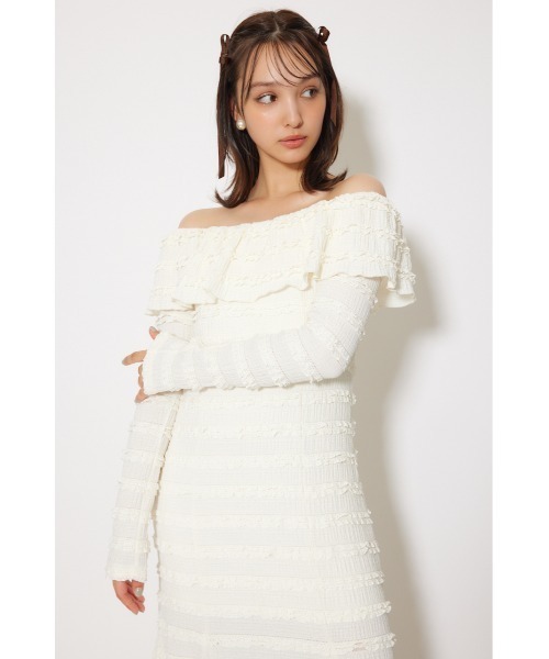 rienda(リエンダ)の「レースカットオフショルワンピース 春服 秋服 冬服(ワンピース・レディース・ライトブルー/ホワイト/ブラック・FREE)」の8枚目の写真