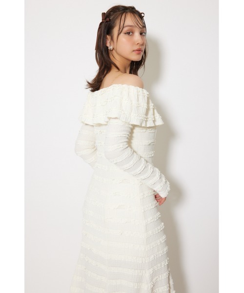 rienda(リエンダ)の「レースカットオフショルワンピース 春服 秋服 冬服(ワンピース・レディース・ライトブルー/ホワイト/ブラック・FREE)」の9枚目の写真