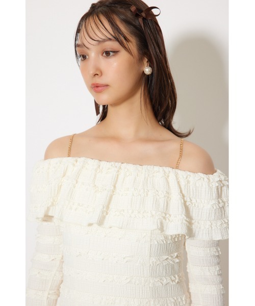 rienda(リエンダ)の「レースカットオフショルワンピース 春服 秋服 冬服(ワンピース・レディース・ライトブルー/ホワイト/ブラック・FREE)」の13枚目の写真