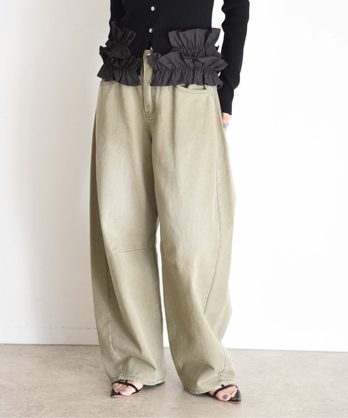 エイミーロウ バイオ加工 アウトポケット カーゴパンツ デニムパンツ