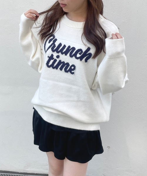 one way（ワンウェイ）の「リボンロゴジャガードニット（ニット/セーター・レディース・レッド/ネイビー/ホワイト/グレー・FREE）」の2枚目の写真